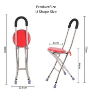 Take Two Anti-Slip Walking Stick for the Elderly Stainless Steel 3/4 Legs Folding Cane With Seat Ton