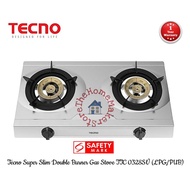Tecno Super Slim Tabletop Double Burner Gas Cooker | Stove TTC 0328SV | TTC0328SV (LPG / PUB) (1 Yea