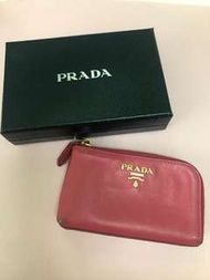 100%real Prada 桃紅色卡片包鎖匙包