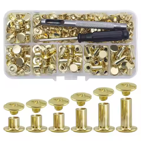 ABLN-110Pcs Chicago Screws Leather Rivets Assorted Screw Rivet Chicago Binding Screws For Decorate A