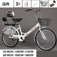 AENXRD FG Folding bicycle 24/26 inch adult bicycle teen bicycle with padded rear seat and backrest