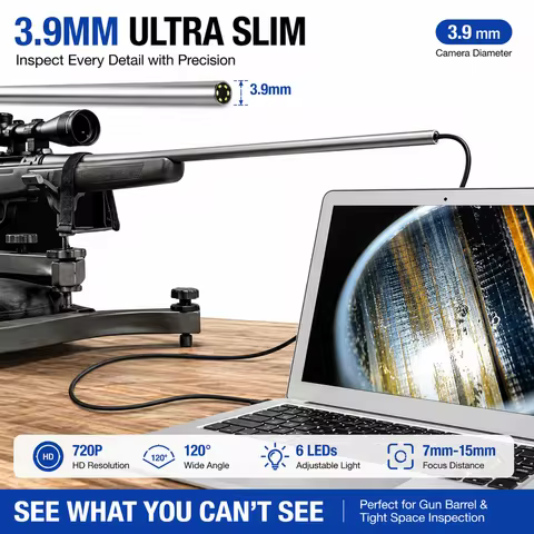 3.9/5.0mm Lens Rifle Endoscope Camera Flexible Probe Visual Barrel Inspection Tool Borescope Gun Ins