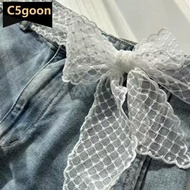 C5GOON Y2K Long Lace Floral Bow Waist Belt Tie Up Thin Waistband For Dress Jeans Decoration Summer V