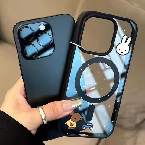 New Miffy Phone Case Magnetic Bracket iPhone 11-16 Promax Universal Cartoon Full Edge Dustproof and 