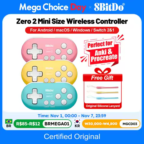 8BitDo Zero 2 Mini Size Gamepads PC Anki Procreate macOS Keyboard Shortcut Key for Switch 2 Android