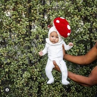 鉤針紅色蘑菇帽，羊毛巴拉克拉法帽嬰兒帽，萬聖節毒菌服裝