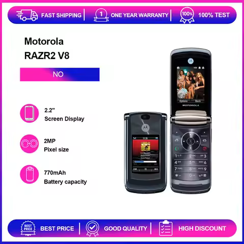 Refurbished Unlocked Motorola RAZR2 V8 2MP 2G 770mAh Phone Russian Arabic Hebrew Keyboard Good Condi