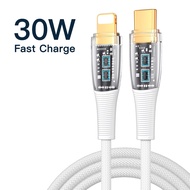 【50% OFF Voucher】KUULAA 30W USB C to Lightning Cable for iPhone 14 13 pro max PD Charger 30W Max for iPhone 12 pro max 11 8 7 Fast Charger Data Cord for Macbook iPad USB-C iPhone Cord Apple Cable Transparent Data Cable