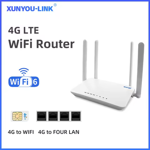 XUNYOU-LINK WiFi 6 Modem 4G LTE WIFI Router 300Mbps High Speed Support 32 Device Connection Wireless