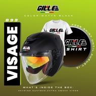 GILLE 893 Visage Half Face Helmet Gold Iridium Inner Visor Motorcycle Helmet