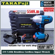 TAKAFUJI 21V 5.0Ah Brushless Cordless Impact Wrench TKF088 - 550N.m High Torque - 6 Months Local War