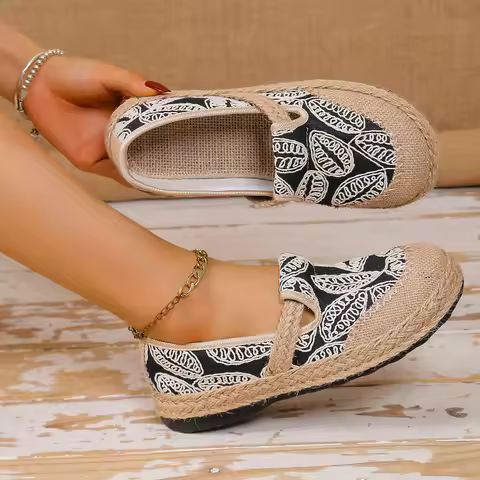 Women's Shoes, Women's Casual Shoes, Linen Shallow Opening Comfortable Casual Shoes, Free Delivery