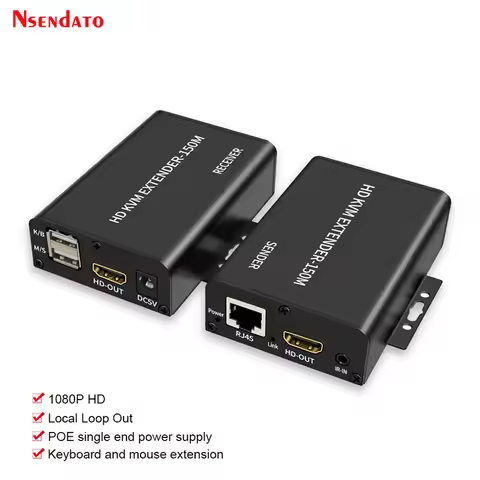 150M HDMI KVM Extender over RJ45 Cat5e/6 Ethernet 1080P USB Extender HDMI To RJ45 Extension Adapter 
