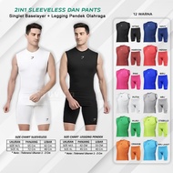 2IN1 SLEEVELESS BASELAYER SET UNDERWEAR SPORTS BASELAYER SHORTS FOR MEN AND WOMEN
