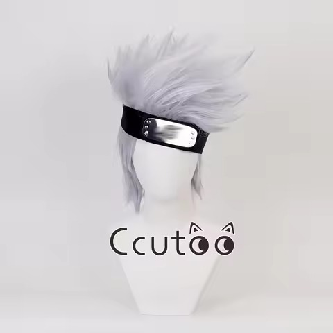 Anime Hatake Kakashi Short Synthetic Wigs Silver Grey Layered Heat Resistant Hair Cosplay Costume Wi