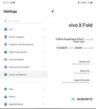 全套有單有盒齊配件 90%新 Vivo X Fold 256GB 12GB + 8GB RAM