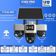 V380 Pro VTS30 Solar IP66 Wireless Outdoor waterproofing Three lens Wifi CCTV Camera Built-in Batter