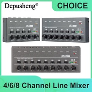 Upgraded Depusheng Ultra Low Noise 4/6/8 Channel Line Mixer Mini Sound Mixer Power Supply DC5V Easy 