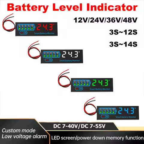 3S~12S 3S-14S Battery Level Indicator 12V 24V 36V 48V 18650 Lipo Lithium Battery Capacity Board Volt