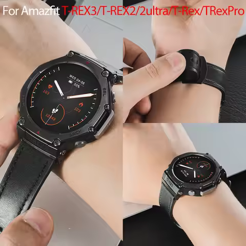 Leather Strap For Amazfit T-rex 2 3 Ultra 9 Watch Band For Huami Amazfit Trex Pro T Rex Sport Belt S