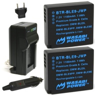 Wasabi Power Battery (2-Pack) and Charger for Panasonic DMW-BLE9, DMW-BLG10 and Panasonic Lumix DMC-
