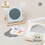 Learning Time Tummy Time Stand - Contrast & Glass Color Card for Tummy Time Newborn Ages 0-6 Months