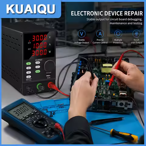KUAIQU 30V 10A 300W Adjustable Lab DC Power Supply 12V/24V/60V/120V Voltage Regulator M1/M2/M3/M4 Sw