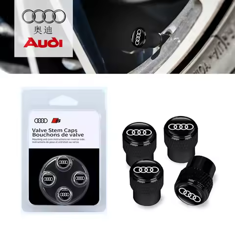 4Pcs Car Tire Valve Stems Cap Knurling Style Tire Valve Cap Sticker for Audi RS6 Q5 C7 Sline A3 A4 B