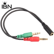 IBA-3.5mm 2 Male Plug to 1 Female Jack Audio Mic Headset Splitter Adapter