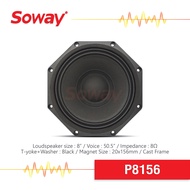 Soway P8156 ลำโพงPA ขนาด8นิ้ว แม่เหล็ก156x20มม วอยซ์50.5มม 8โอห์ม  ลำโพงสำหรับปรพกอบตู้ลำโพง ลำโพงกล