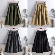 Bawahan Rok Daniela Korean Skirt Jumbo Linen Katun Rayon Scuba Serut