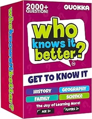 QUOKKA Set 4 in 1 Who Knows Better History & Geography & Science & ME Card Quiz Game - Fun & Educati