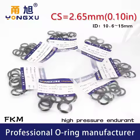 10PCS/lot Black FKM Fluorine Rubber O-rings Seals CS2.65mm ID10.6/11.2/11.8/12.5/13.2/14/15*2.65mm O