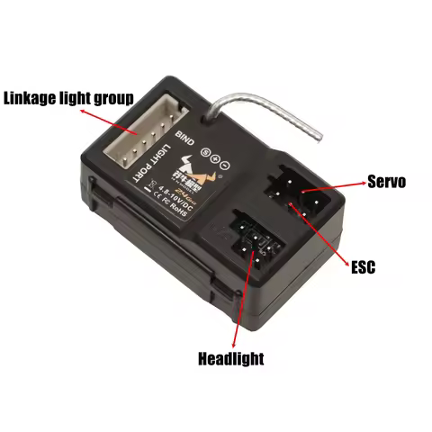 2CH 2.4G Receiver LED Light Port 4.8-10V DC for 1/12 RC Crawler Car MN82 MN86 MN78 MN98 MN99S MN111 