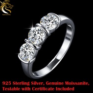 XICLONG 0.5ct*3 Real Moissanite Ring with GRA Certificate Luxury Diamond Engagement Ring In S925 Ste