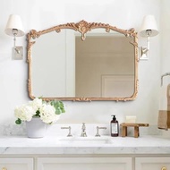歐式復古壁掛鏡臥室化妝鏡梳妝鏡子衛生間雕花鏡子古典玄關裝飾鏡