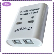 Miffer USB Printer Sharing Stable Portable 2 in 1 Out KVM Switch 2 Computers Share 1 USB Device
