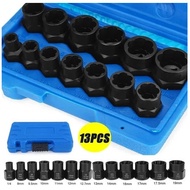 13PCS Hex Nut Bolt Remover Tool Hex Nut Bolt Remover Tool Damaged 8mm-19mm Set 13 PCS Key Ring pass 