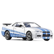 1:36 Nissan GTR R34 Skyline Ares Die Cast และ Toy Car Metal Toy Fast And Furious Car Model Collectible Ornament