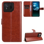 Asus ROG Phone 8 Pro Casing PU Leather Wallet Asus ROG Phone 8Pro Case Stand Holder Flip Cover