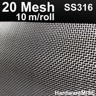 Stainless Steel Wire Mesh SS 316 Mosquito Netting 20 mesh 1m x 10m SS316
