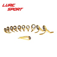 LureSport 11pcs Guide set KT6 KW8 guide MN5 Top Guide Gold Steel frame guide Rod Building component 