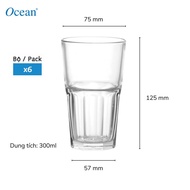 [Commitment to REFUND if Broken] Set of 6 Ocean Centra hiball Glass Cups 300ml - Genuine