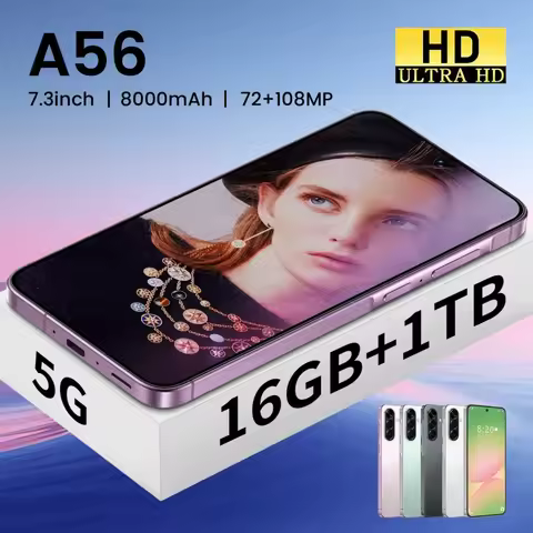 W&O A56 Version Mobile 4G phone 8000mAh SIM Smartphone Global 7.3 Inch HD+ 16GB+1TB 26MP Camera Cell