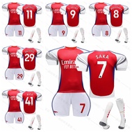 2024-25 Season Arsenal Home Football Adult Kids Jersey Kit Saka Odegaard Jesus Rice Havertz Martinelli Tomiyasu Sports Sets With Socks