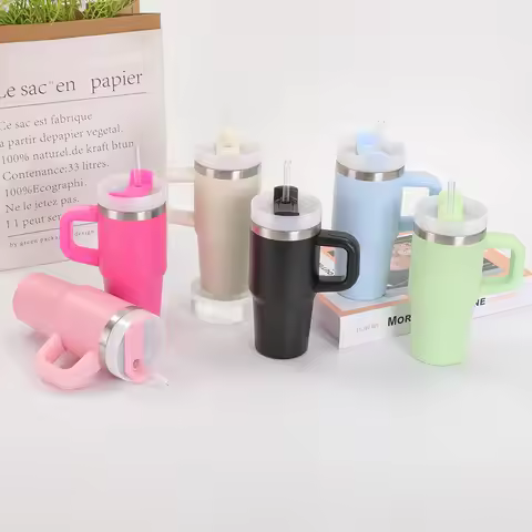 14oz Car Mug with Handle Double-layer Vacuum Coffee Cup Portable Water Cup Large Capacity 304 Stainl