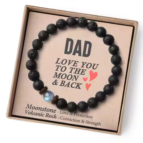 Kirykle Volcanic Stone Bracelet To My Son Stretch Rope Father Day Dad Gift Bracelet Volcanic Stone M