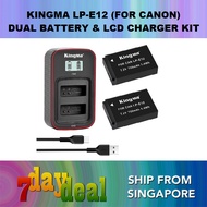 KingMa LP-E12 LCD Battery Charger Kit (2 x 750mAh Batteries + 2 Battery Cases + LCD Dual Charger For Canon EOS M M2 M10 M50 M100 100D M200)