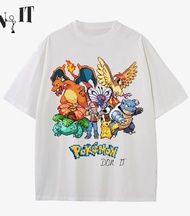 Pokemon Red’S Squad GBA Pixelated Relaxed White Oversized Tee