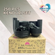 MUTIARA 250 PCS KENDURI SET DINNER SET - PLASTIC PLATE, BOWL, TUMBLER, SPOON, FORK FOR PARTIES & GAT